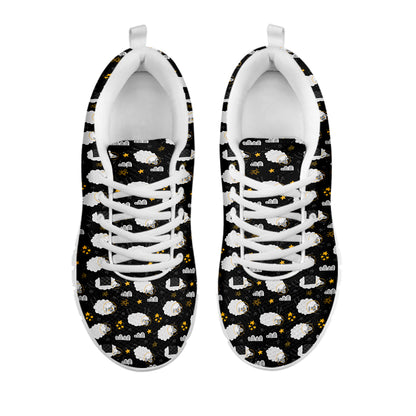 Sleeping Sheep Pattern Print White Sneakers