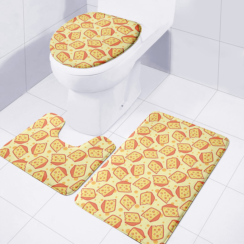 Slice Of Cheese Pattern Print 3 Piece Bath Mat Set