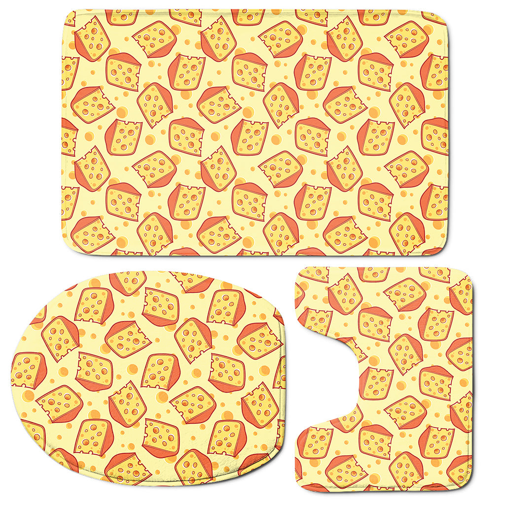 Slice Of Cheese Pattern Print 3 Piece Bath Mat Set