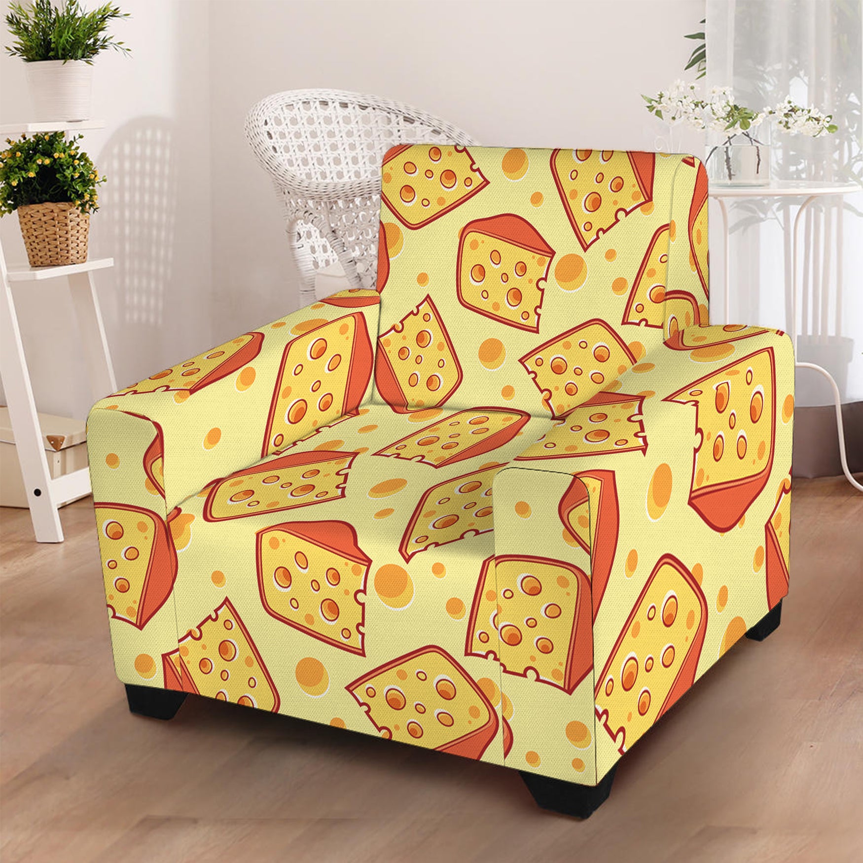 Slice Of Cheese Pattern Print Armchair Slipcover