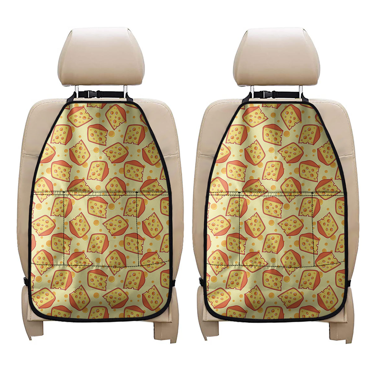 Slice Of Cheese Pattern Print Car Seat Organizers