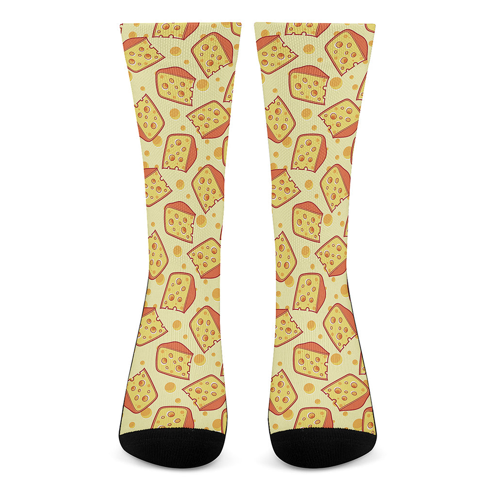 Slice Of Cheese Pattern Print Crew Socks