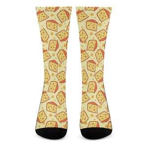 Slice Of Cheese Pattern Print Crew Socks