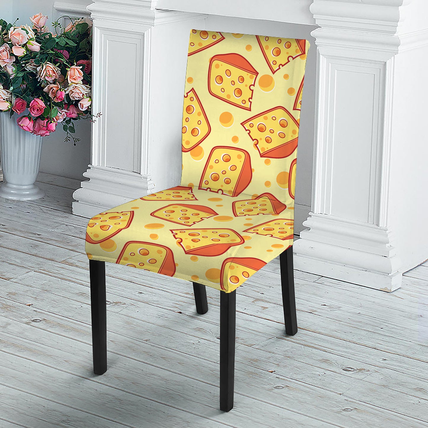 Slice Of Cheese Pattern Print Dining Chair Slipcover