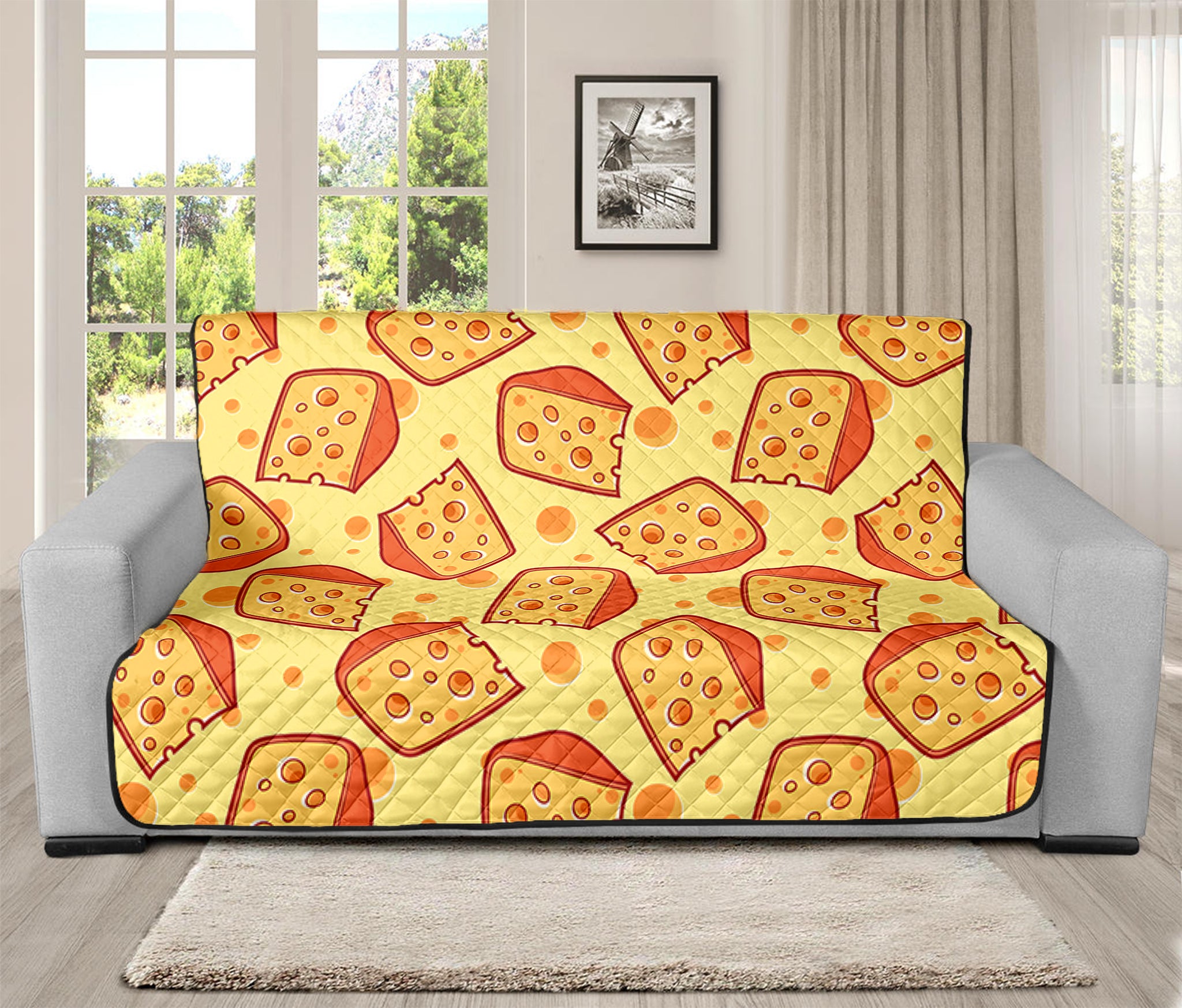 Slice Of Cheese Pattern Print Futon Protector