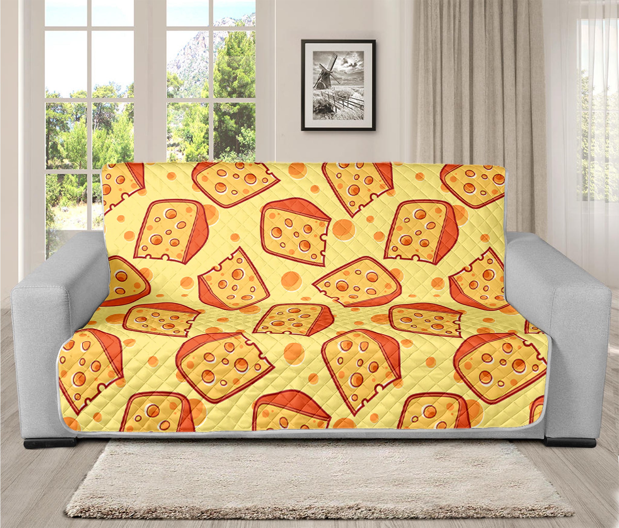 Slice Of Cheese Pattern Print Futon Protector