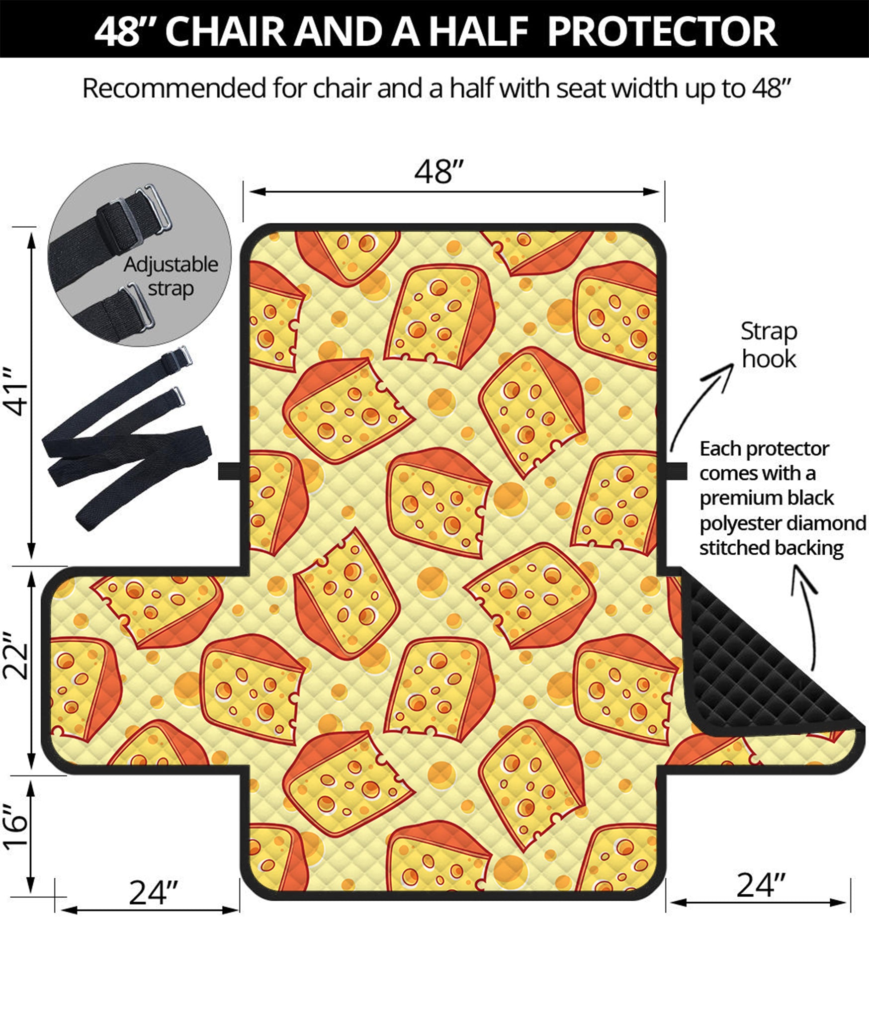 Slice Of Cheese Pattern Print Half Sofa Protector