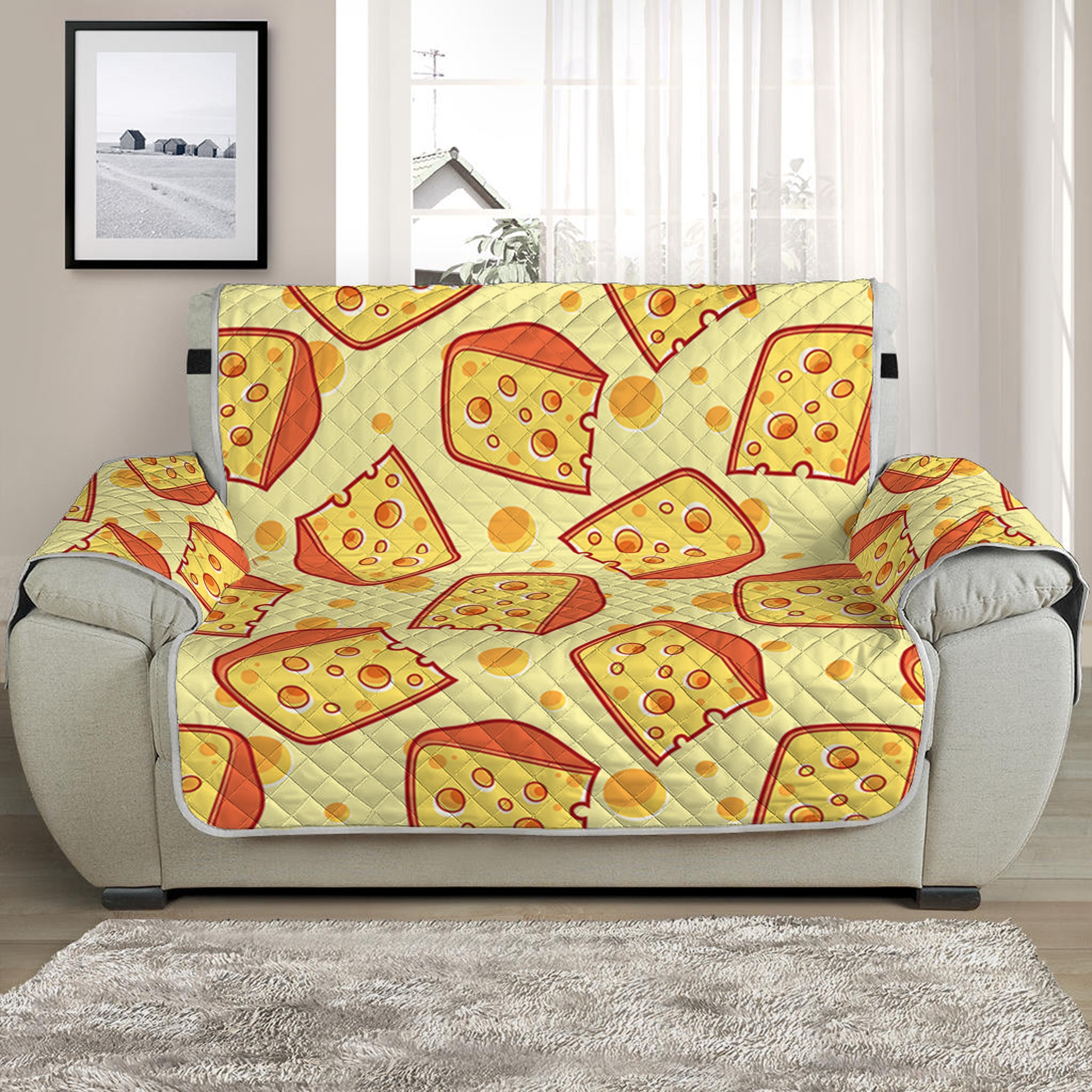 Slice Of Cheese Pattern Print Half Sofa Protector