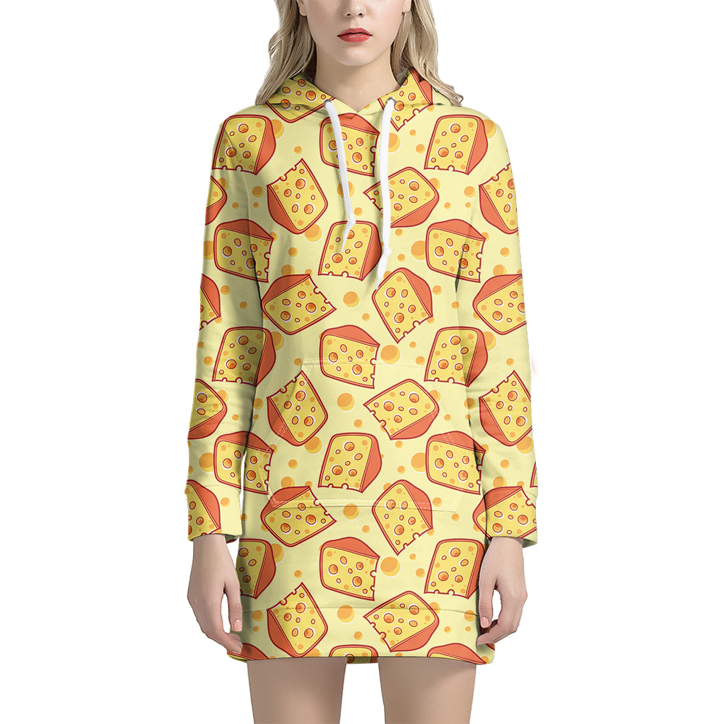 Slice Of Cheese Pattern Print Hoodie Dress