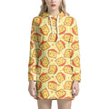 Slice Of Cheese Pattern Print Pullover Hoodie Dress