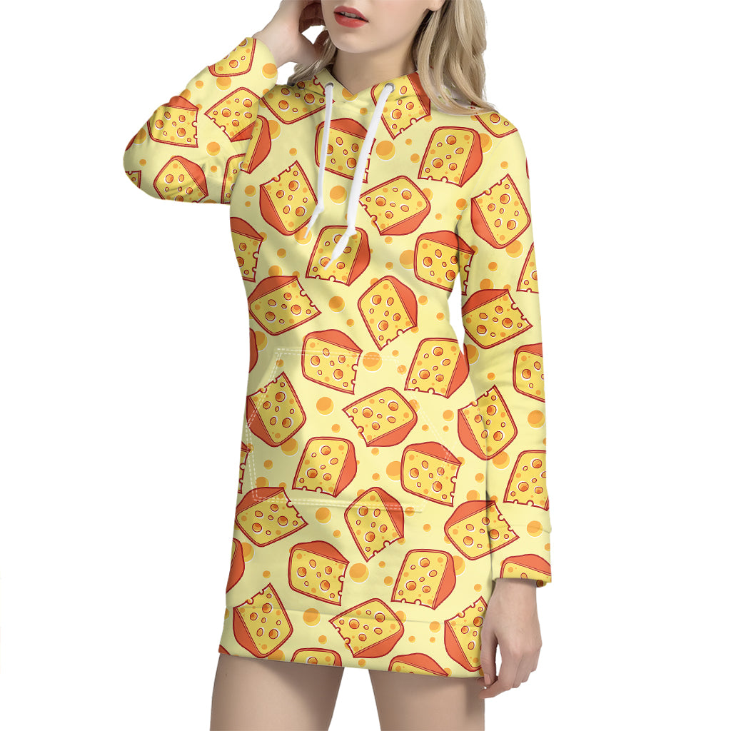 Slice Of Cheese Pattern Print Hoodie Dress