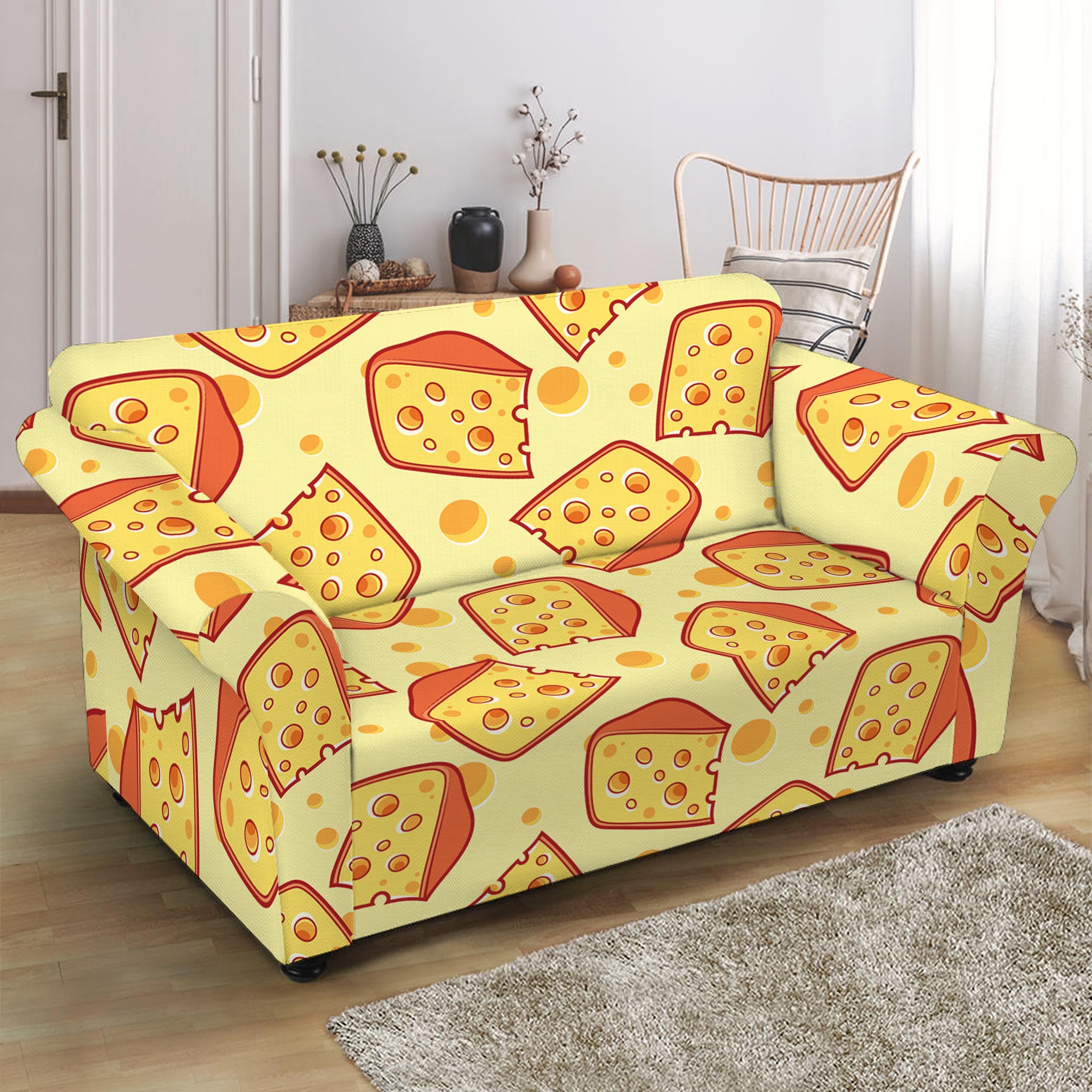 Slice Of Cheese Pattern Print Loveseat Slipcover