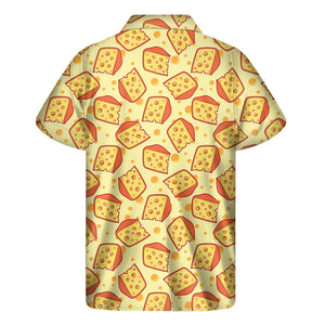 Slice Of Cheese Pattern Print Men's Short Sleeve Shirt