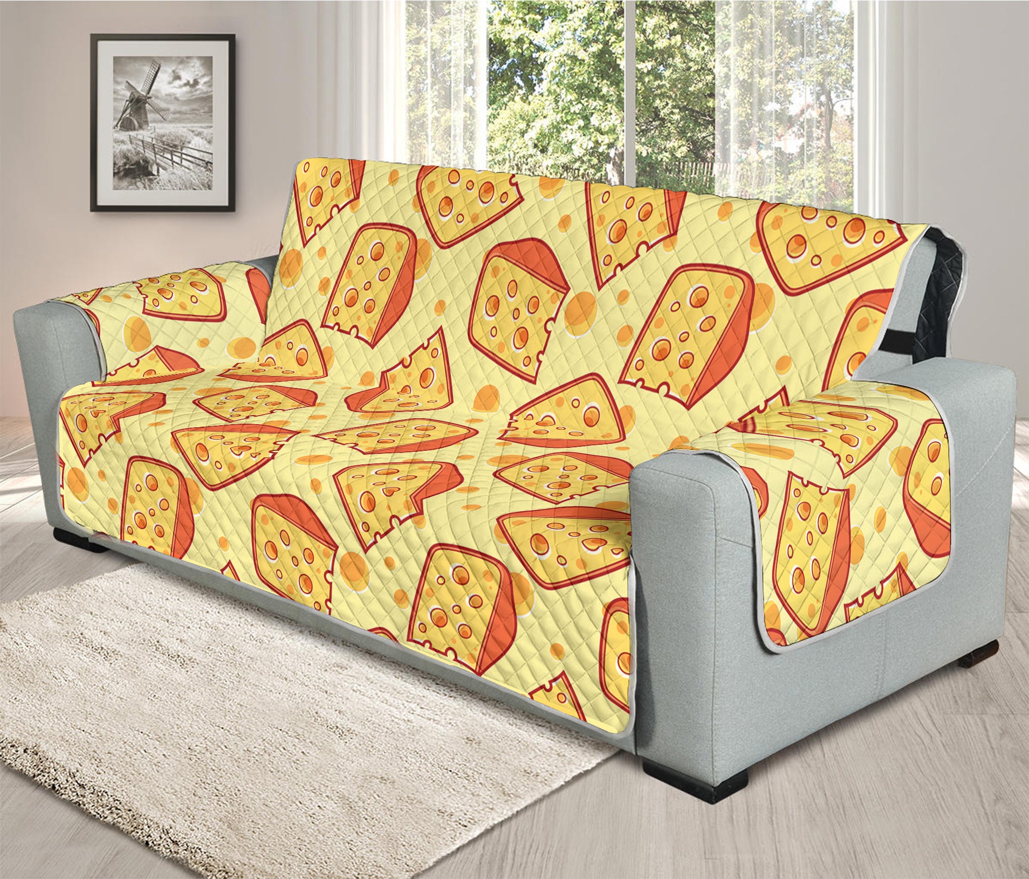 Slice Of Cheese Pattern Print Oversized Sofa Protector