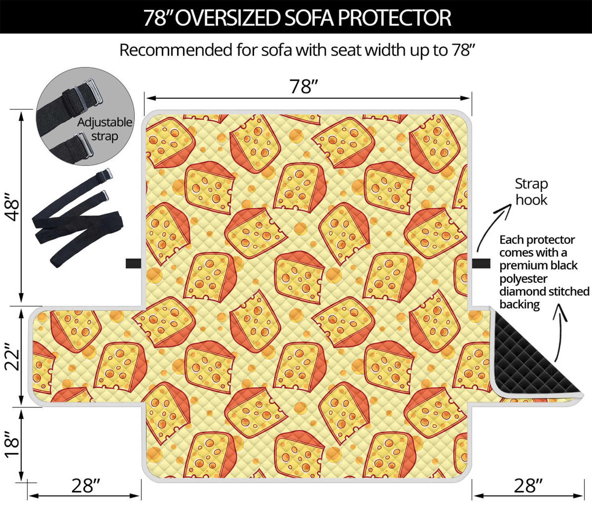 Slice Of Cheese Pattern Print Oversized Sofa Protector