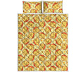 Slice Of Cheese Pattern Print Quilt Bed Set