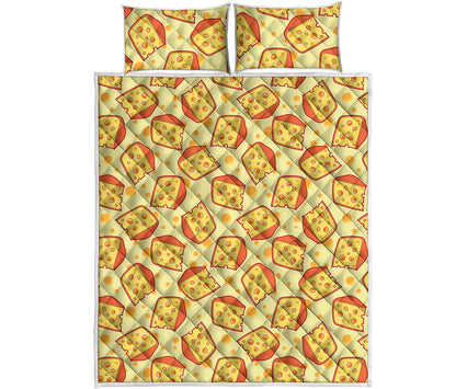 Slice Of Cheese Pattern Print Quilt Bed Set