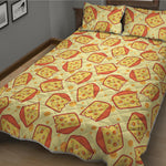Slice Of Cheese Pattern Print Quilt Bed Set