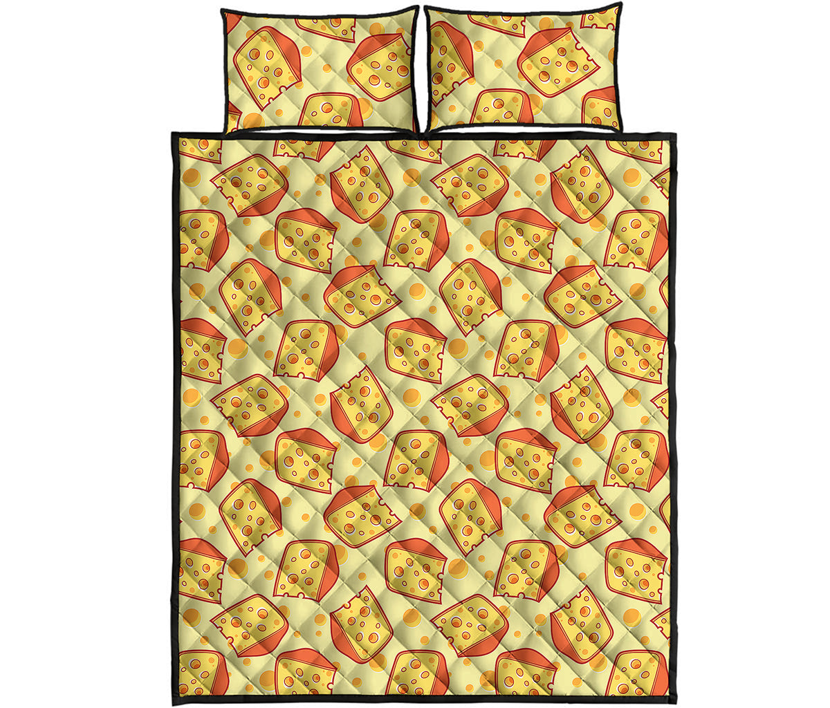 Slice Of Cheese Pattern Print Quilt Bed Set
