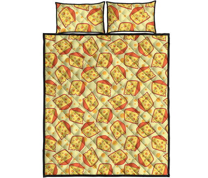 Slice Of Cheese Pattern Print Quilt Bed Set
