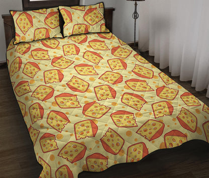 Slice Of Cheese Pattern Print Quilt Bed Set