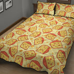 Slice Of Cheese Pattern Print Quilt Bed Set