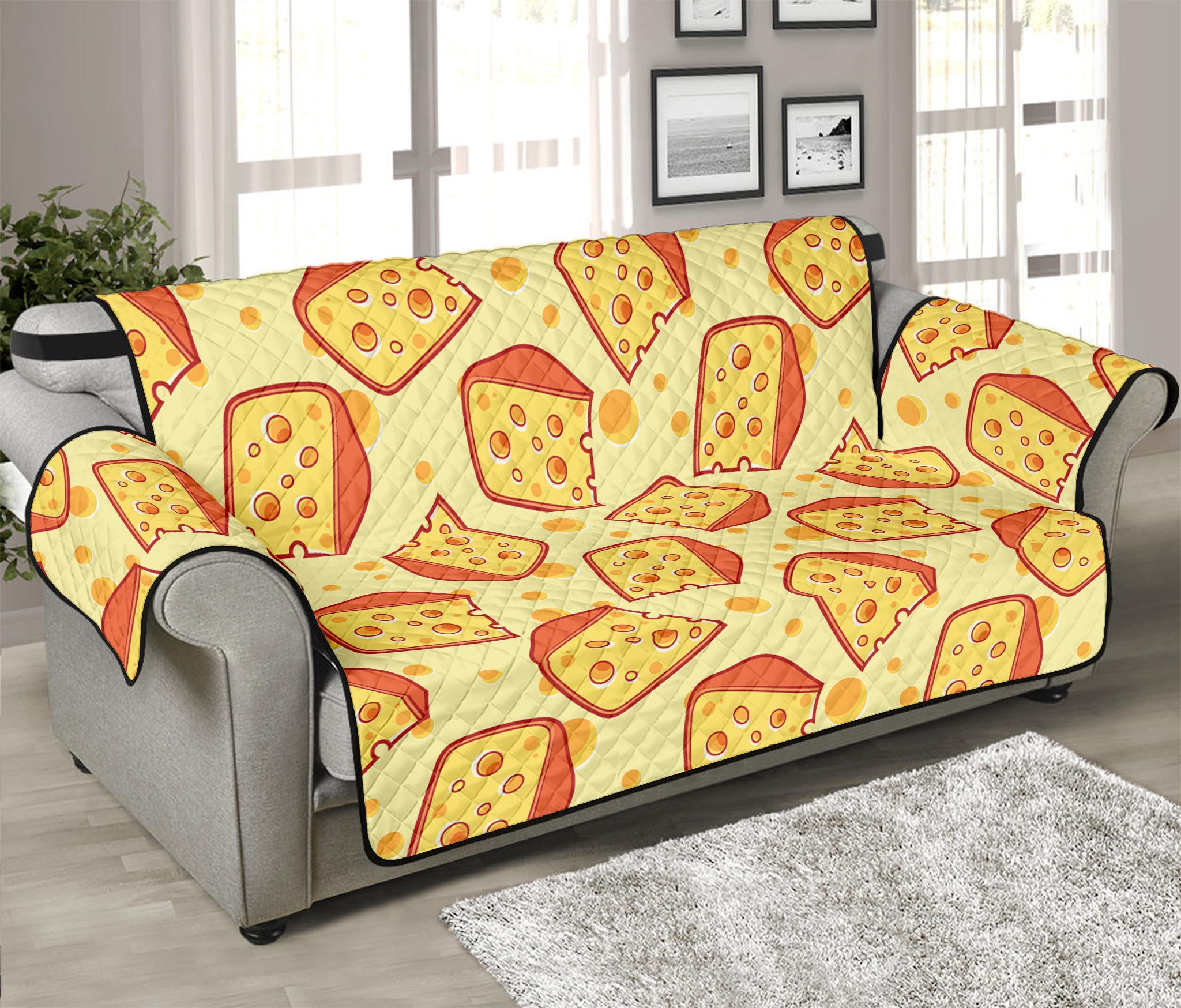 Slice Of Cheese Pattern Print Sofa Protector