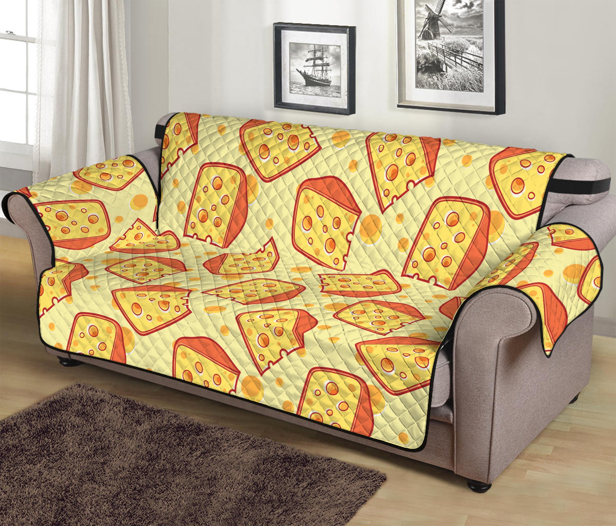 Slice Of Cheese Pattern Print Sofa Protector