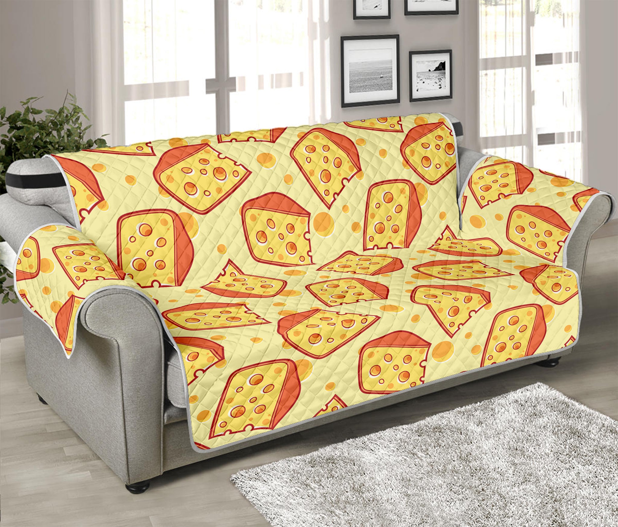 Slice Of Cheese Pattern Print Sofa Protector