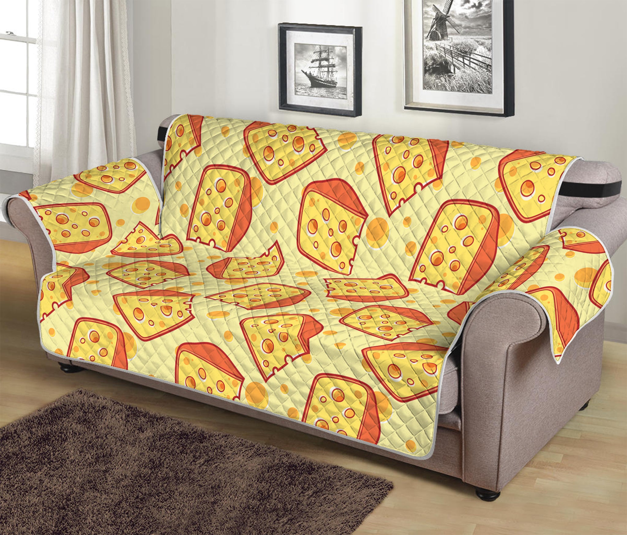 Slice Of Cheese Pattern Print Sofa Protector