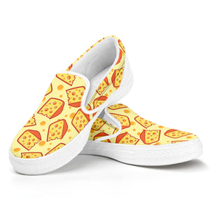 Slice Of Cheese Pattern Print White Slip On Shoes