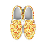 Slice Of Cheese Pattern Print White Slip On Shoes