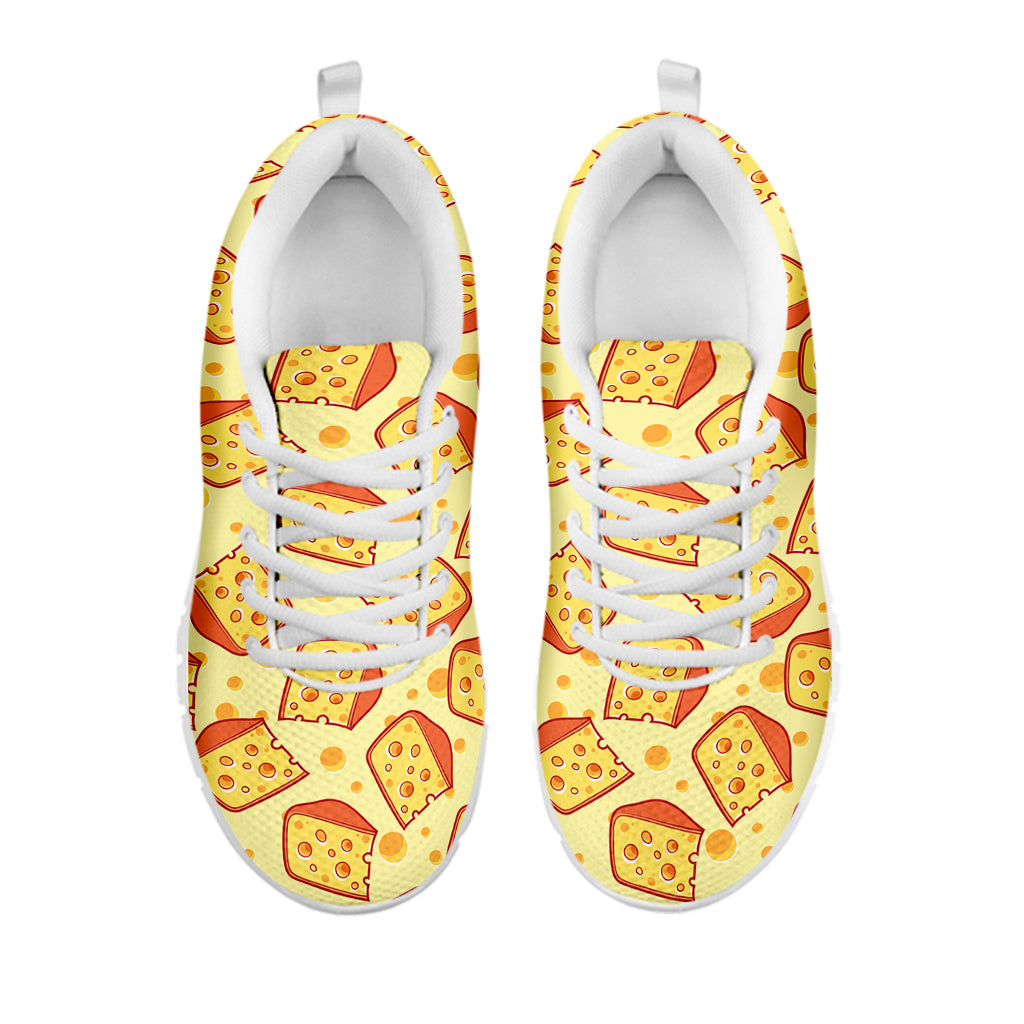 Slice Of Cheese Pattern Print White Sneakers