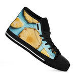 Sliced Pineapple Print Black High Top Shoes