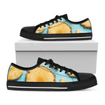 Sliced Pineapple Print Black Low Top Shoes