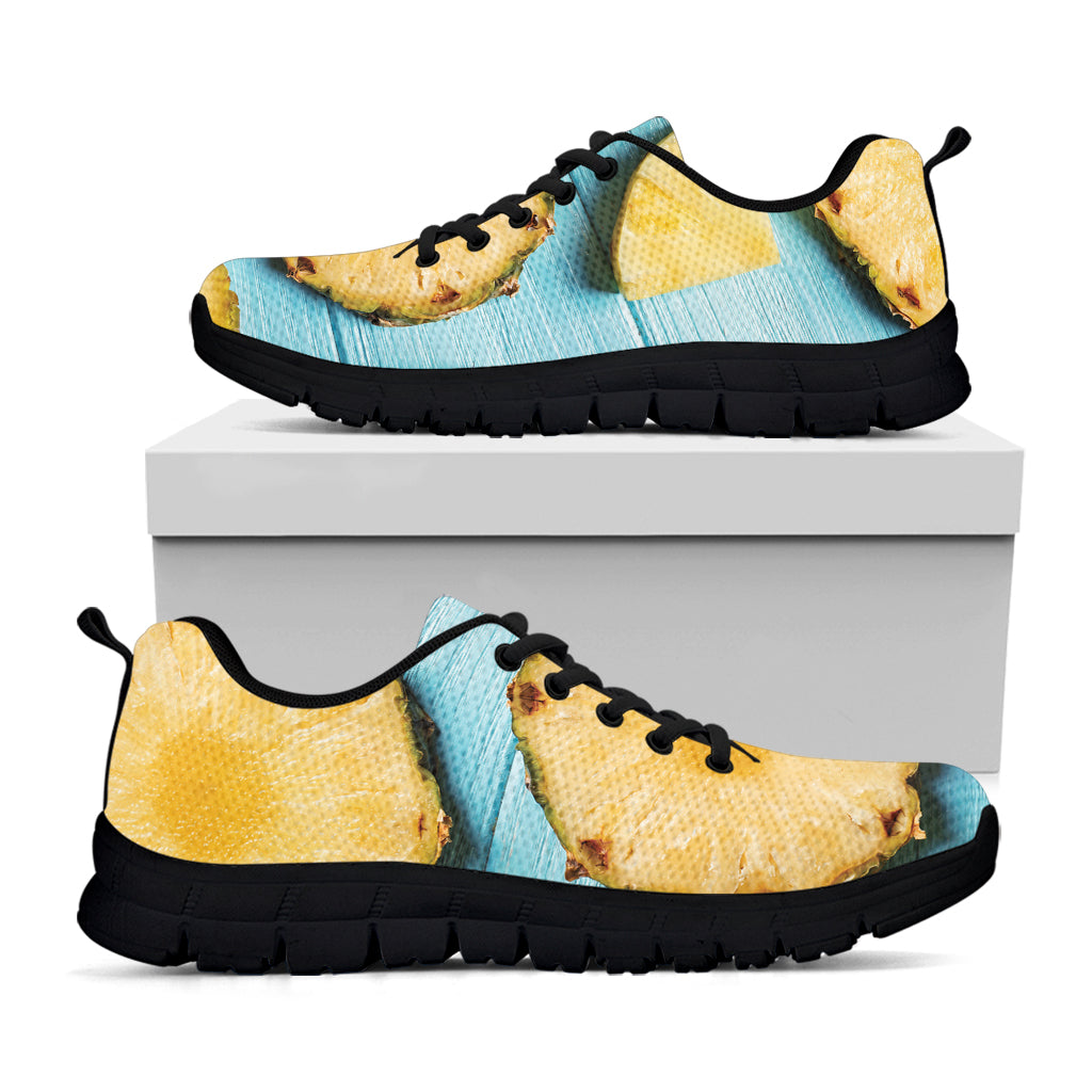 Sliced Pineapple Print Black Sneakers