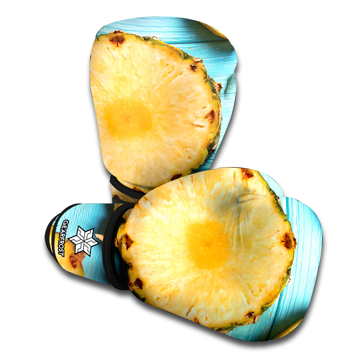 Sliced Pineapple Print Boxing Gloves