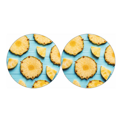 Sliced Pineapple Print Car Coasters
