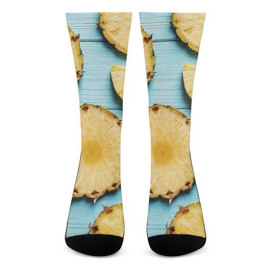 Sliced Pineapple Print Crew Socks