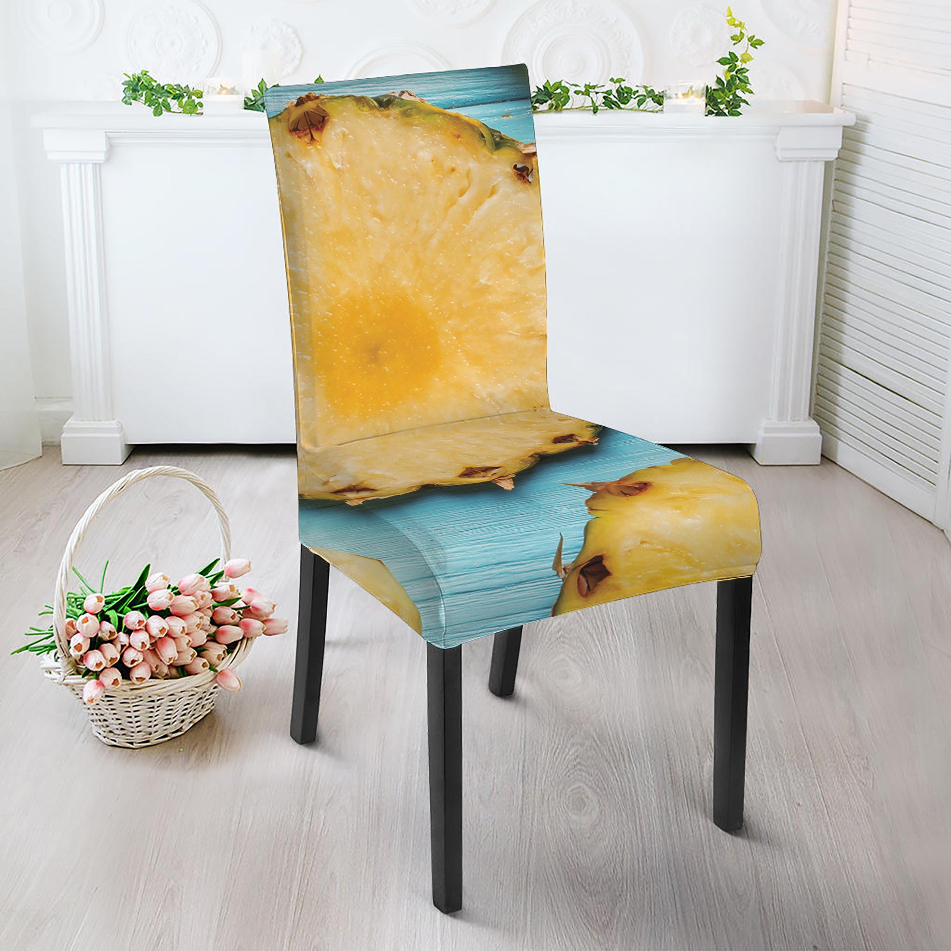 Sliced Pineapple Print Dining Chair Slipcover