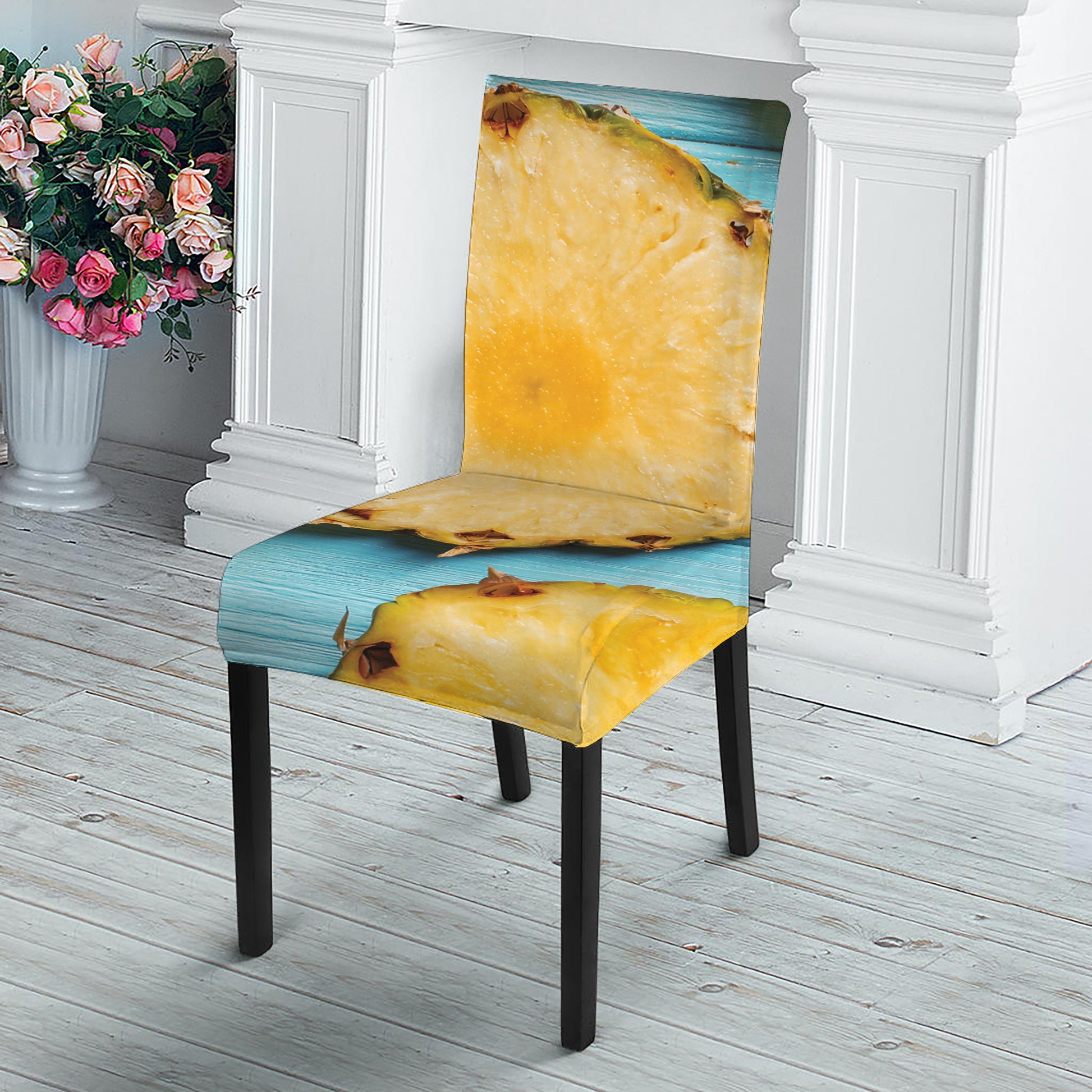 Sliced Pineapple Print Dining Chair Slipcover