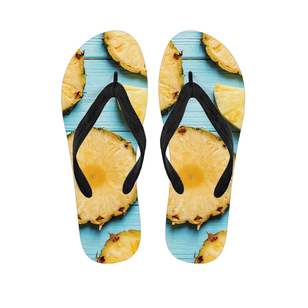 Sliced Pineapple Print Flip Flops