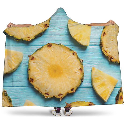Sliced Pineapple Print Hooded Blanket