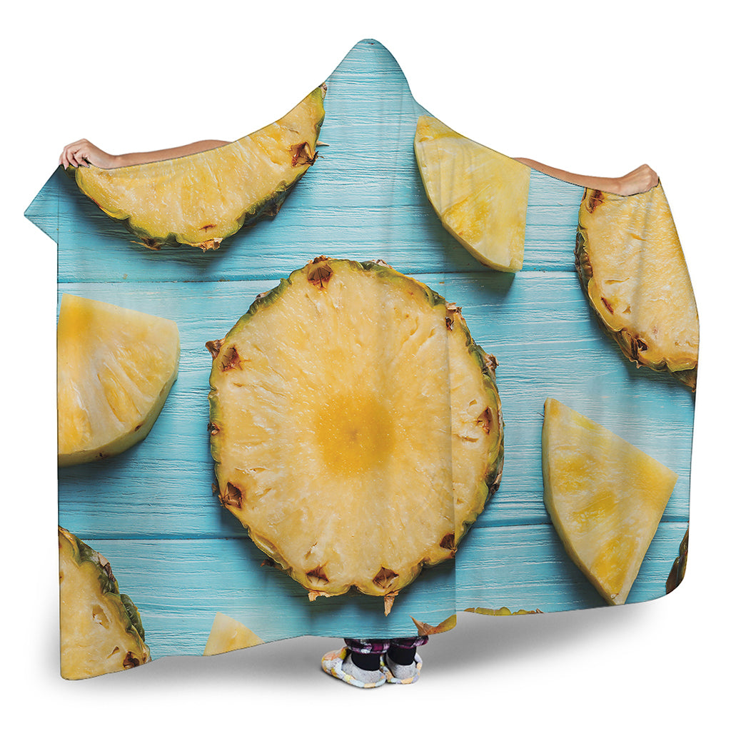 Sliced Pineapple Print Hooded Blanket