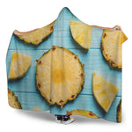 Sliced Pineapple Print Hooded Blanket