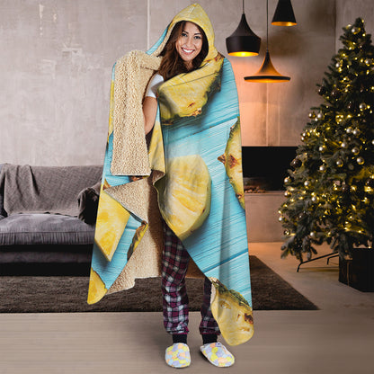 Sliced Pineapple Print Hooded Blanket