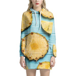 Sliced Pineapple Print Hoodie Dress