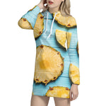 Sliced Pineapple Print Hoodie Dress