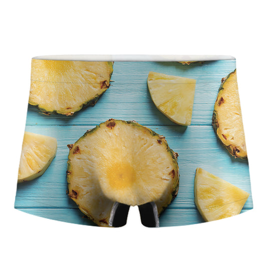 Sliced Pineapple Print Men's Boxer Briefs