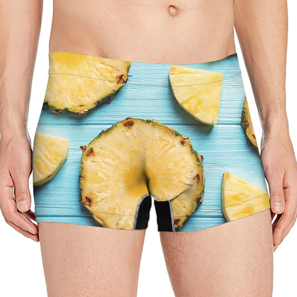 Sliced Pineapple Print Men's Boxer Briefs